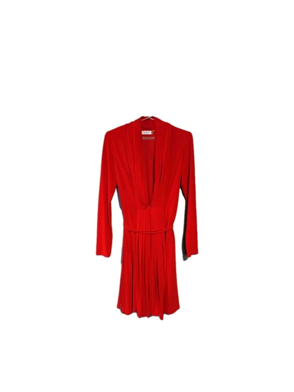 Calvin Klein Red Dress with Waist Tie/Gold Hardware US Size 10
